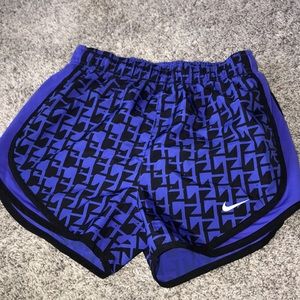 blue and black designed dri fit nike shorts